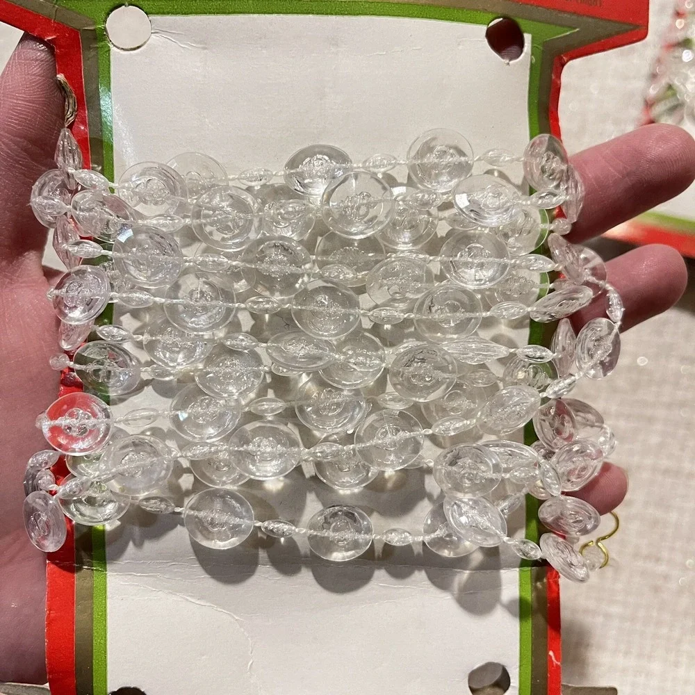 Vtg Strand Crystal Christmas Beaded Bead‎ Chain Garland 27 Feet Set of 3 NEW